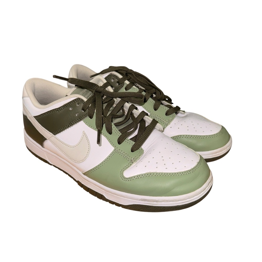 Nike Dunk Low Mens 10.5 Pre-Owned Sneakers Oil Green Cargo White FN6882-100 Shoe